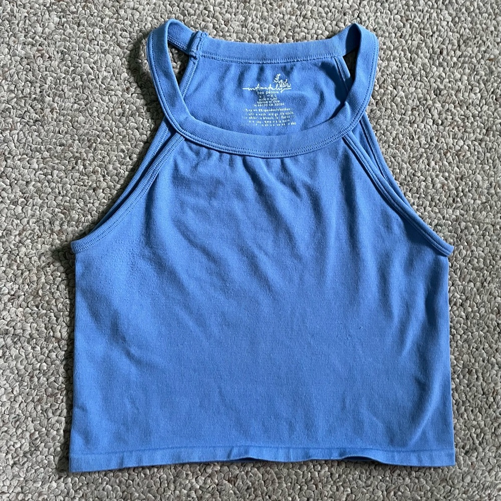 Intimately free people blue cropped stretchy tank top medium large